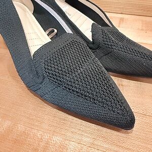 Adrienne Vittadini Textured Black Kitten Heels Sz 6